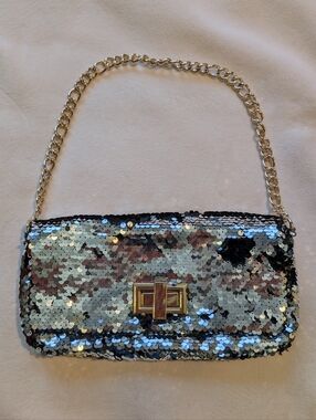 H&M Y2K Sequin Chain Shoulder Bag Silver Gold Black